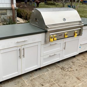 Grey slate outdoor grill 
