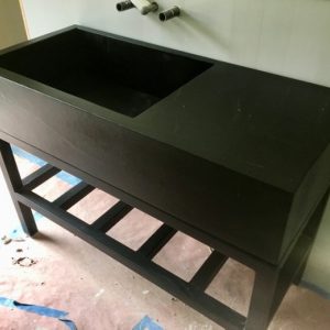 Custom Soapstone Sink with Built in Countertop and Custom Powdercoat Tube Steel Base 