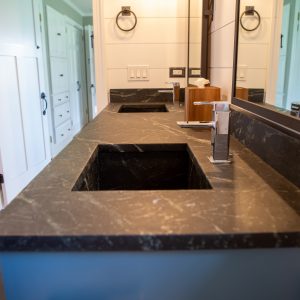P.A. Soapstone Double Sink Vanity Top with Backsplash – Hopewell, NJ 