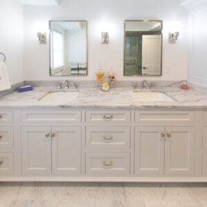 Honed White Cherokee Marble Bathroom Countertop with Double Sink 