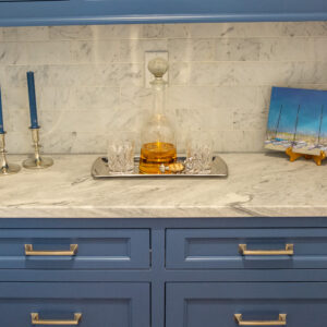 Honed White Cherokee Marble Butlers Pantry 