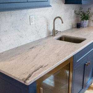 Honed White Cherokee Marble Bar with Sink Cutout 