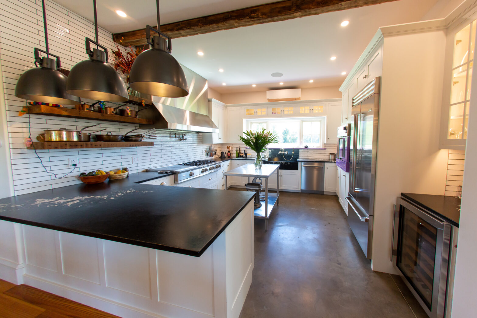 Dramatic Churchill Soapstone with Matching Custom Sloped Front Apron Farmhouse Sink - Greenwich, NJ