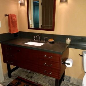 4cm Grey Slate Custom Bathroom Vanity with 3cm Backsplash 