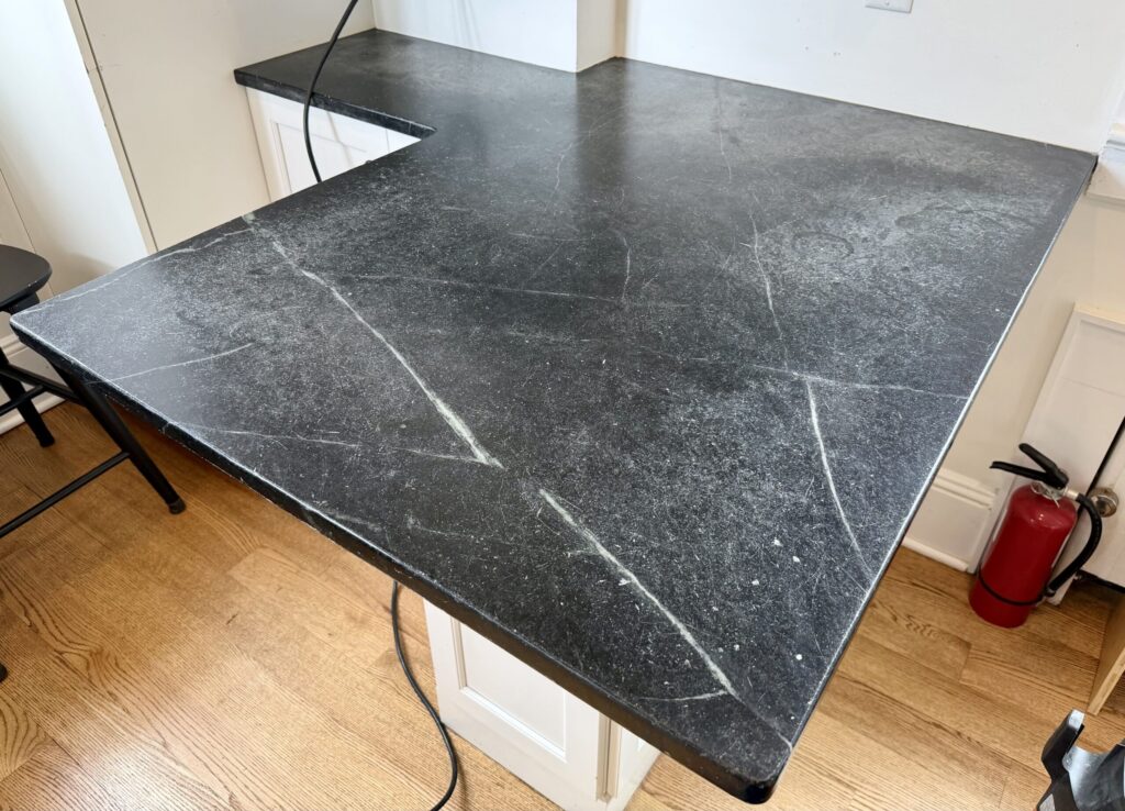 damaged soapstone countertop before maplewood nj